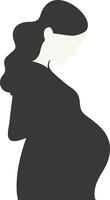 Pregnant Mom Silhouette in Flat Design, Isolated on White Background. vector