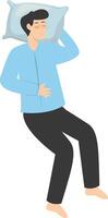 Illustration of Boy Sleeping Pose on Pillow Top, with Flat Design. vector