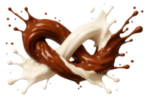 Milk and Chocolate Splashing and Forming an Infinity Symbol on Transparent Background png