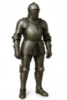 Full Medieval Suit of Armor Standing on Transparent Background png