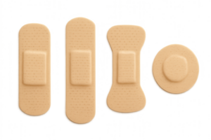 Set of Different Shapes Adhesive Bandages on Transparent Background png