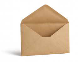 Open Brown Envelope Displaying Empty Interior on Transparent Background png