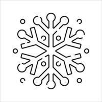 Snowflake Icon Icon Outline style, symmetrical blue snowflake representing winter or cold climates, suitable for seasonal graphics and climate topics. vector