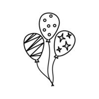 A cluster of three balloons in pattern, symbolizing joy and festivity. Line Art Style Icon Illustration vector