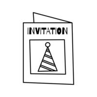 A party invitation card with a hat design on the cover. Essential for event announcements. Line Art Style Icon Illustration vector