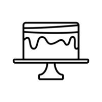 Cake Single Layer Outline style, single-layer birthday cake with icing, perfect for minimal design use in birthday materials. vector