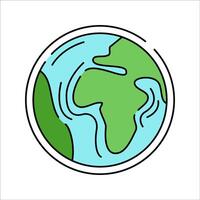 Earth Globe Flat design style, simplified globe with continents, representing the planet, suitable for Earth Day, environment, and global themes. vector