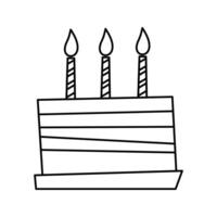 A single slice of cake with two candles, perfect for smaller celebrations. Line Art Style Icon Illustration vector