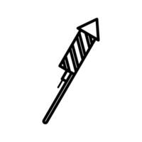 Stripped Firework Rocket Outline style, slightly angled firework rocket, ideal for party flyers, festive icons, or celebration posters. vector