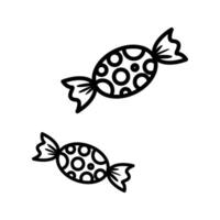 Polkadots Candies Outline style, group of two wrapped candies, perfect for festive designs and candy shop branding. vector