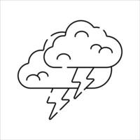 Thunder Cloud Icon Outline style, grey cloud with yellow lightning bolt, symbolizing storm or weather changes, ideal for climate education content. vector