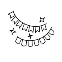 A string of flags, perfect for decorating party venues or invitations. Line Art Style Icon Illustration vector