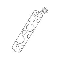 Firecracker Line art style, cylindrical firecracker with wicks, perfect for festive party designs or celebration backdrops. vector
