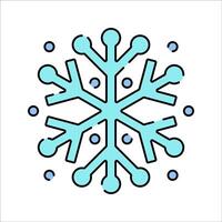 Snowflake Icon Flat design style, symmetrical blue snowflake representing winter or cold climates, suitable for seasonal graphics and climate topics. vector