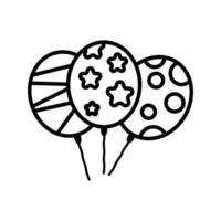 Balloons Cluster Outline style, a group of three party balloons, useful in celebration invitations, posters, and event graphics. vector