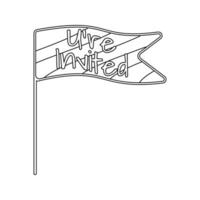 You are Invited Flag Line art style, small flag with You are Invited text, ideal for event invitations and party announcements. vector
