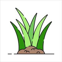 Grass Patch Flat design style, cluster of green grass blades rooted in soil, symbolizing natural growth, useful for landscaping or eco campaigns. vector