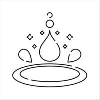 Water Drop Icon Outline style, large drop with splash elements symbolizing clean water and conservation, great for eco posters and awareness campaigns. vector
