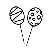 Balloons Pair Outline style, two helium balloons with strings, classic party symbol for cheerful invitations and festive backdrops. vector