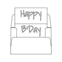 Birthday Card Line art style, vertical greeting card with Happy B Day text, perfect for birthday invitations or digital greetings. vector