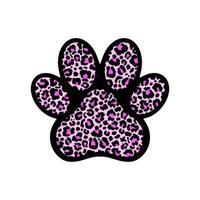 Paw filled with a colorful leopard pattern. vector