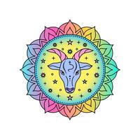 Capricorn Zodiac Sign in colorful palette on white background. vector