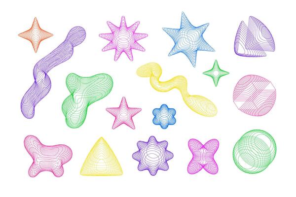 Colorful abstract 3D wireframe shapes with chaotic lines, perfect for modern design projects and digital art backgrounds.