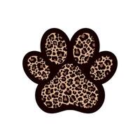 Paw print filled with leopard pattern. vector