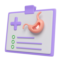 3d check list for health gastric disease isolated. health check report concept, 3d illustration render png