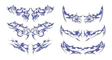 Ink Pattern Set with Edgy Forms - Perfect for body art, digital illustrations, and design inspiration. vector