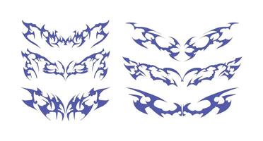 Tattoo Motif Collection with Symmetrical Layout - Perfect for body art, digital illustrations, and design inspiration. vector