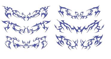 Tattoo Motif Collection with Dynamic Composition - Perfect for body art, digital illustrations, and design inspiration. vector