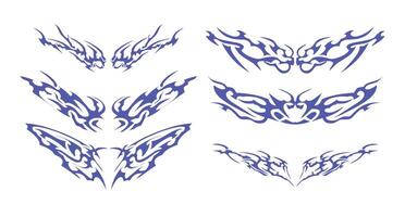 Tattoo Motif Collection with Symmetrical Layout - A unique set of tribal shapes suitable for various design needs. vector