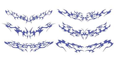 Symmetrical Design Set with Futuristic Tribal - Ideal for use in digital artworks, printables, and tattoos. vector