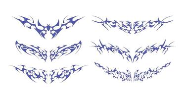 Modern Tattoo Array with Edgy Forms - High-quality motifs inspired by tribal and abstract patterns. vector
