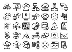 Database outline icons set.Data analysis, statistics, analytics web signs. illustration vector