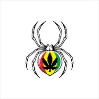 Illustration of a tarantula with a leaf motif on a white background vector
