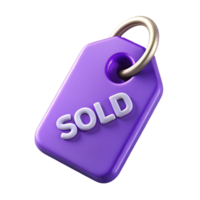 Conceptual 3D Render of a 'SOLD' Tag, Symbolizing Success and Achievement png