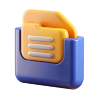 3D Rendered Icon of a File Folder with Documents for Data Storage or Filing System Concept png