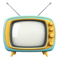 Stylish turquoise and gold retro television set with antennae, capturing nostalgia png