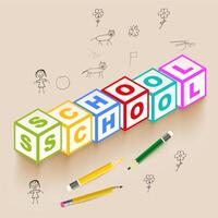 Alphabet blocks spelling SCHOOL in colorful letters vector