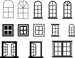 Window icon set. showing different architecture. building and construction. Home Renovation. architectural symbols vector
