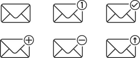 Message envelope icon set. Message Notification. Envelope Mail services. Email letter notification with mark vector