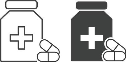 Pill bottle icon set. Health supplements. vitamin pills. packaging for healthcare. mpharmaceutical element vector