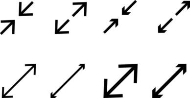 Full screen icons set. page open new window icon symbol. Arrow Pointer increase Stretch Magnify Enhance vector