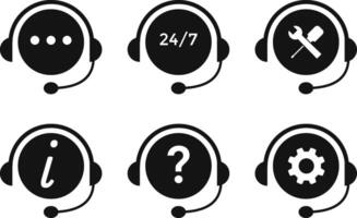 customer service icons set. Headset icons. collection of headphone icons. technical support vector