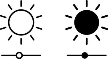 Brightness control icon. screen mode icons. toggle switch signs. featuring the sun. morning weather vector