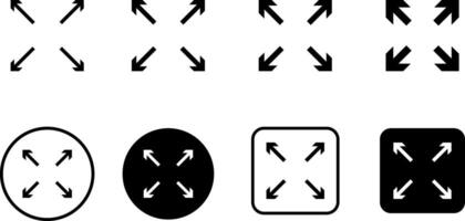 Full screen icon set. page open new window icon symbol. Arrow Pointer Increase Stretch Magnify Enhance vector