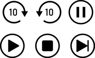 Media Player icon with 10 seconds backward and fast forward button. audio player button. player control symbol vector