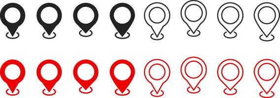 pin location icon set. Modern map markers. Map place marker. position symbol. place address navigation locator sign vector